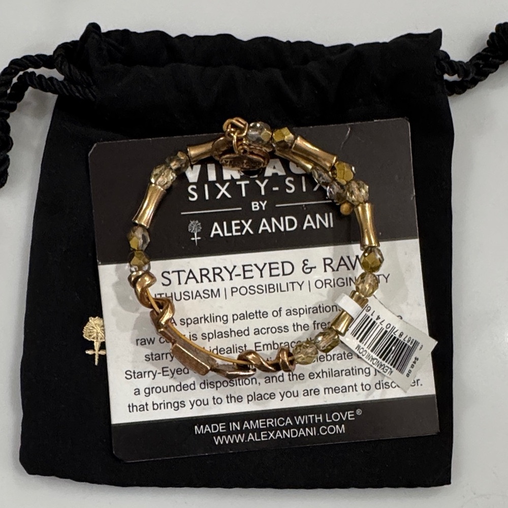 Alex and Ani Gold and Starry-Eyed Beaded Bracelet
